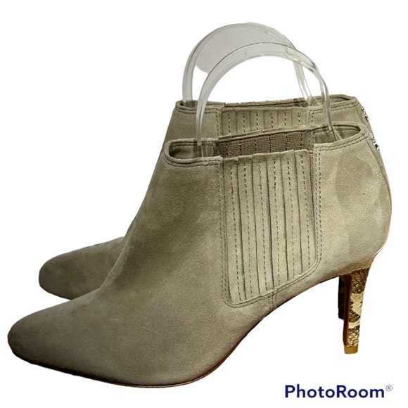 Coach Shoes - Coach Dovelyn Suede Snakeskin Heeled Ankle Booties Gray Size 8